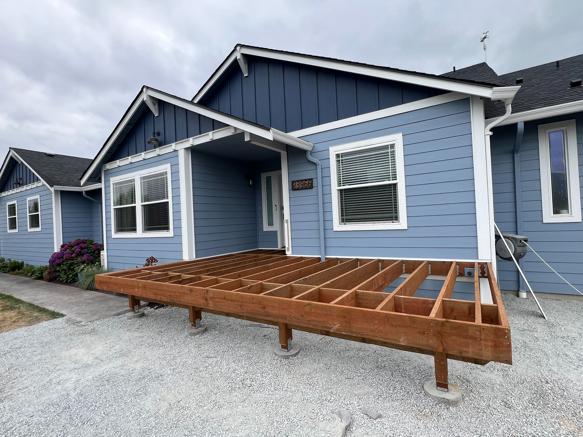 New deck joists and structural framing under construction
